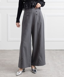 CLEAR BASIC | 【低身長用サイズ有】クルミボタンハイウエストワイドパンツ[オフィスカジュアル 着回し抜群 大人]≪AW新作≫(その他パンツ)