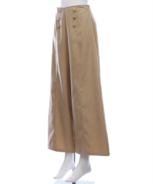 CLEAR BASIC（クリアベーシック）の「【低身長用サイズ有】クルミボタンハイウエストワイドパンツ[オフィスカジュアル 着回し抜群 大人]（その他パンツ・レディース・チャコールグレー/ベージュ/ブラウン・PF/F）」の7枚目の写真