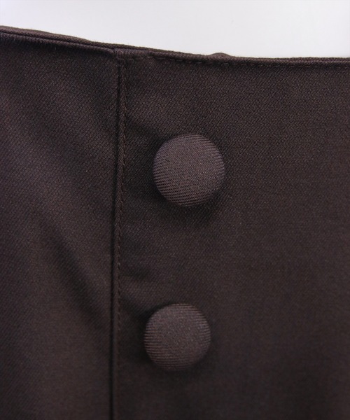 CLEAR BASIC（クリアベーシック）の「【低身長用サイズ有】クルミボタンハイウエストワイドパンツ[オフィスカジュアル 着回し抜群 大人]（その他パンツ・レディース・チャコールグレー/ベージュ/ブラウン・PF/F）」の11枚目の写真
