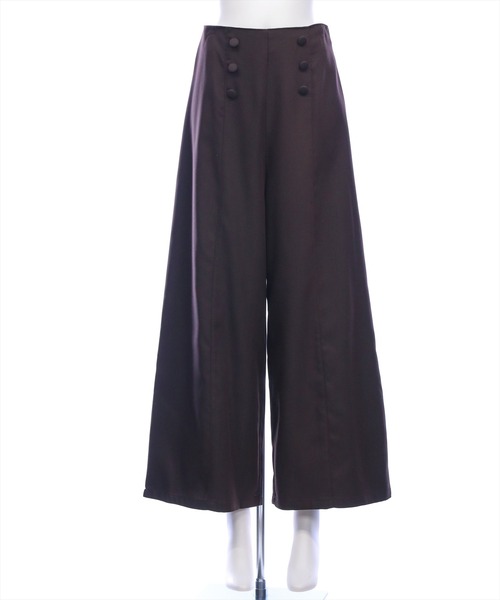 CLEAR BASIC（クリアベーシック）の「【低身長用サイズ有】クルミボタンハイウエストワイドパンツ[オフィスカジュアル 着回し抜群 大人]（その他パンツ・レディース・チャコールグレー/ベージュ/ブラウン・PF/F）」の6枚目の写真