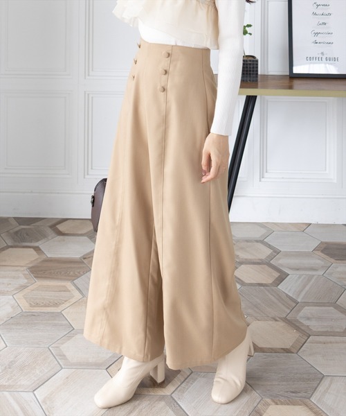 CLEAR BASIC（クリアベーシック）の「【低身長用サイズ有】クルミボタンハイウエストワイドパンツ[オフィスカジュアル 着回し抜群 大人]（その他パンツ・レディース・チャコールグレー/ベージュ/ブラウン・PF/F）」の21枚目の写真