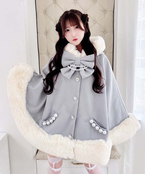 MARS コート　ポンチョ MA*RS（アメーバーマーズ）の「リボン付きボリュームファー