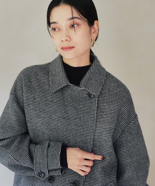 green label relaxing（グリーンレーベルリラクシング）の「［size SHORTあり］リバー テーラード ミドルコート（その他アウター・レディース・ナチュラル/ブラック/その他1・SHORT/FREE）」の7枚目の写真