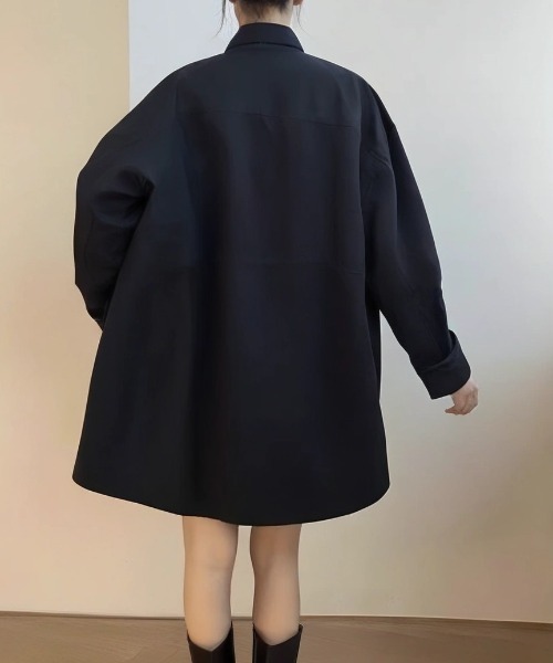 cammie(キャミー)の「ボリュームスリーブスタンドネックロングジャケット(その他アウター・レディース・ブラック/カーキ・L/M)」の5枚目の写真