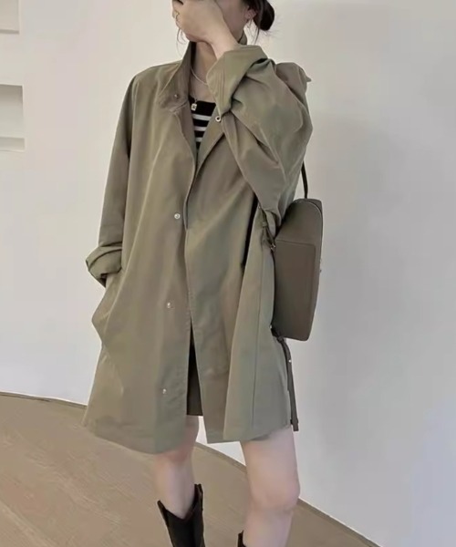 cammie(キャミー)の「ボリュームスリーブスタンドネックロングジャケット(その他アウター・レディース・ブラック/カーキ・L/M)」の8枚目の写真