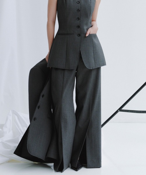 セール】センタースリットストレートパンツ（スラックス）｜anuans（ア