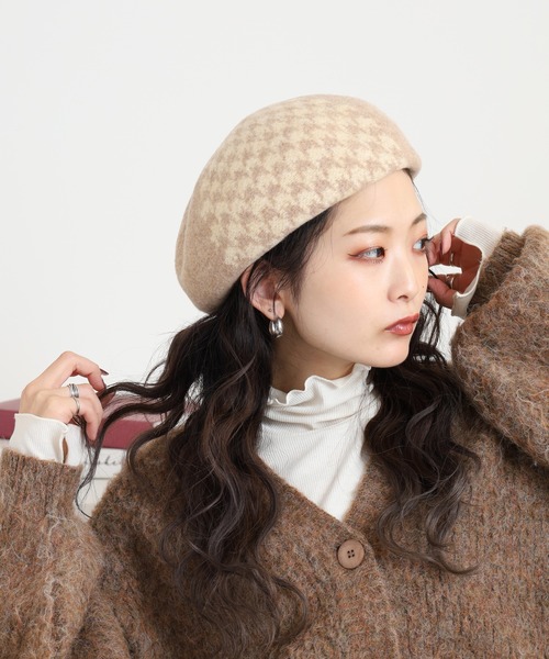 LAULHÈRE パッチワーク ベレー帽 グレー パッチワークベレー