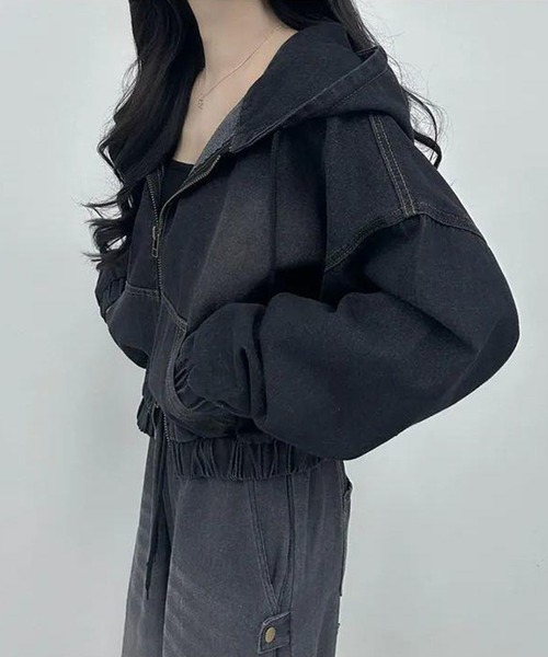 by LEGNA(バイレグナ)の「ダブルジップデニムパーカー(パーカー・レディース・ブラック/ブルー系・X-LARGE/LARGE/MEDIUM)」の6枚目の写真