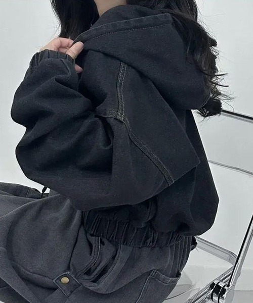 by LEGNA(バイレグナ)の「ダブルジップデニムパーカー(パーカー・レディース・ブラック/ブルー系・X-LARGE/LARGE/MEDIUM)」の7枚目の写真