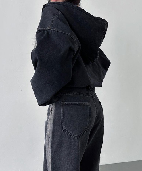 by LEGNA(バイレグナ)の「ダブルジップデニムパーカー(パーカー・レディース・ブラック/ブルー系・X-LARGE/LARGE/MEDIUM)」の9枚目の写真