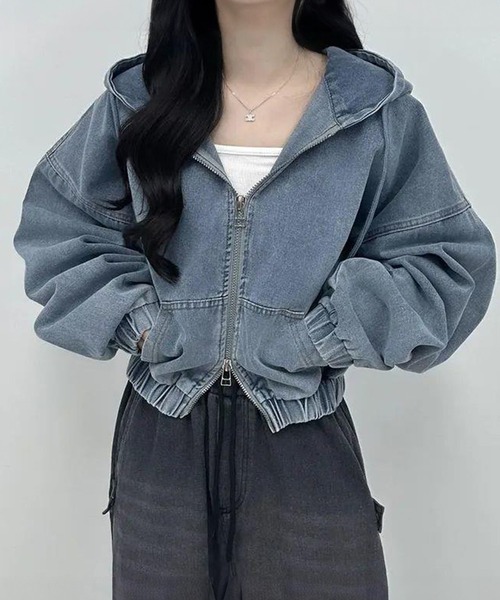 by LEGNA(バイレグナ)の「ダブルジップデニムパーカー(パーカー・レディース・ブラック/ブルー系・X-LARGE/LARGE/MEDIUM)」の10枚目の写真