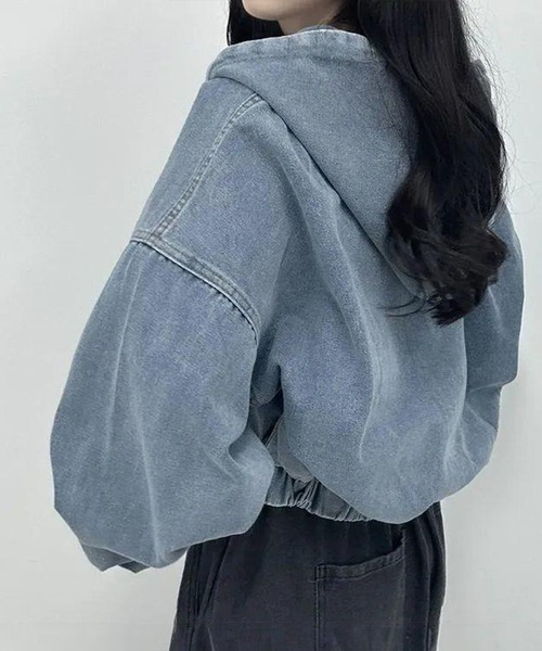 by LEGNA(バイレグナ)の「ダブルジップデニムパーカー(パーカー・レディース・ブラック/ブルー系・X-LARGE/LARGE/MEDIUM)」の11枚目の写真