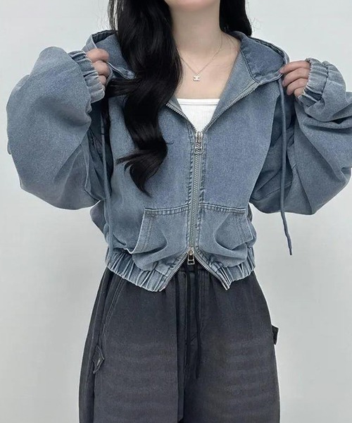 by LEGNA(バイレグナ)の「ダブルジップデニムパーカー(パーカー・レディース・ブラック/ブルー系・X-LARGE/LARGE/MEDIUM)」の13枚目の写真