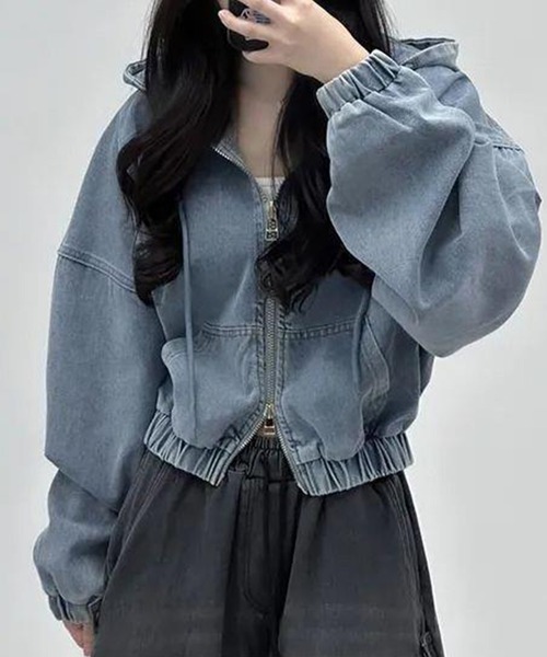 by LEGNA(バイレグナ)の「ダブルジップデニムパーカー(パーカー・レディース・ブラック/ブルー系・X-LARGE/LARGE/MEDIUM)」の14枚目の写真