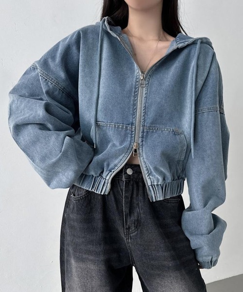 by LEGNA(バイレグナ)の「ダブルジップデニムパーカー(パーカー・レディース・ブラック/ブルー系・X-LARGE/LARGE/MEDIUM)」の3枚目の写真