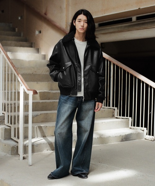 WYM LIDNM（ウィム バイ リドム）の「DETACHABLE BOA ARTIFICIAL GRAIN FLIGHT BLOUSON（ブルゾン・メンズ・ブラック系/ブラック・S/M/L）」の11枚目の写真