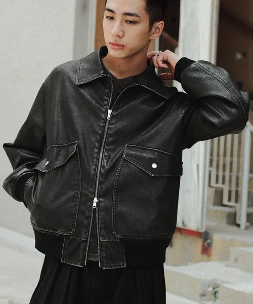 WYM LIDNM（ウィム バイ リドム）の「DETACHABLE BOA ARTIFICIAL GRAIN FLIGHT BLOUSON（ブルゾン・メンズ・ブラック系/ブラック・S/M/L）」の12枚目の写真