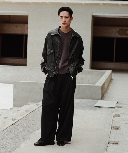 WYM LIDNM（ウィム バイ リドム）の「DETACHABLE BOA ARTIFICIAL GRAIN FLIGHT BLOUSON（ブルゾン・メンズ・ブラック系/ブラック・S/M/L）」の16枚目の写真