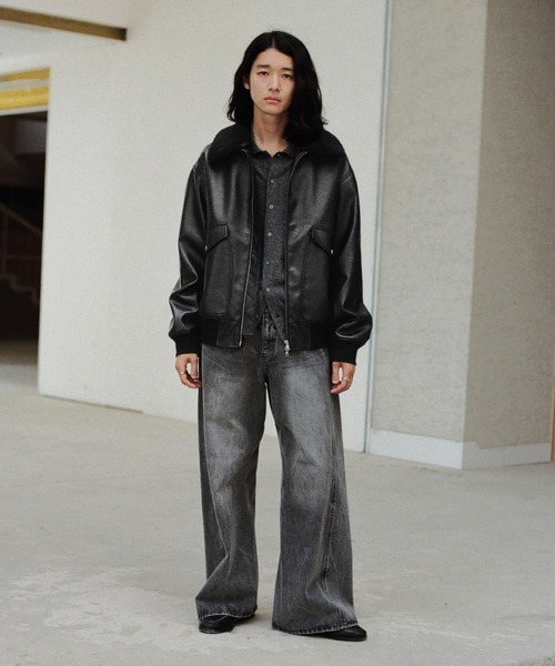 WYM LIDNM（ウィム バイ リドム）の「DETACHABLE BOA ARTIFICIAL GRAIN FLIGHT BLOUSON（ブルゾン・メンズ・ブラック系/ブラック・S/M/L）」の13枚目の写真