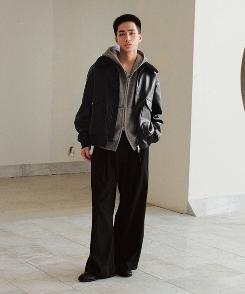 WYM LIDNM（ウィム バイ リドム）の「DETACHABLE BOA ARTIFICIAL GRAIN FLIGHT BLOUSON（ブルゾン・メンズ・ブラック系/ブラック・S/M/L）」の15枚目の写真