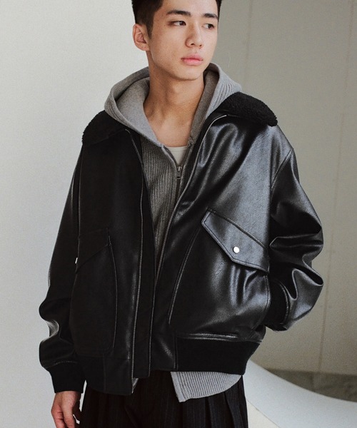 ジャケット・アウター ribbon gather lib blouson WYM LIDNM（ウィム バイ リドム）の「DETACHABLE BOA ARTIFICIAL