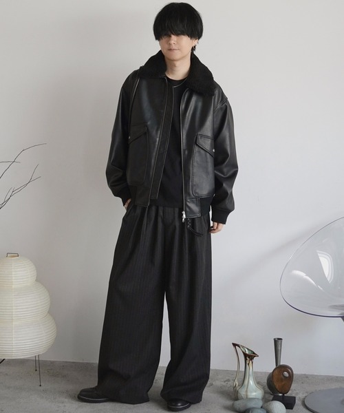 値下不可 WYM ARTIFICIAL GRAIN FLIGHT BLOUSON WYM LIDNM ブルゾン アウター DETACHABLE BOA ARTIFICIAL GRAIN