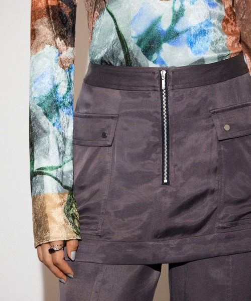 THINGS THAT MATTER（シングス ザット マター）の「FIBRIL SATIN PANTS WITH SKIRT / フィブリルサテンパンツウィズスカート（その他パンツ・レディース・パープル/グレー/チャコールグレー・1/2）」の5枚目の写真