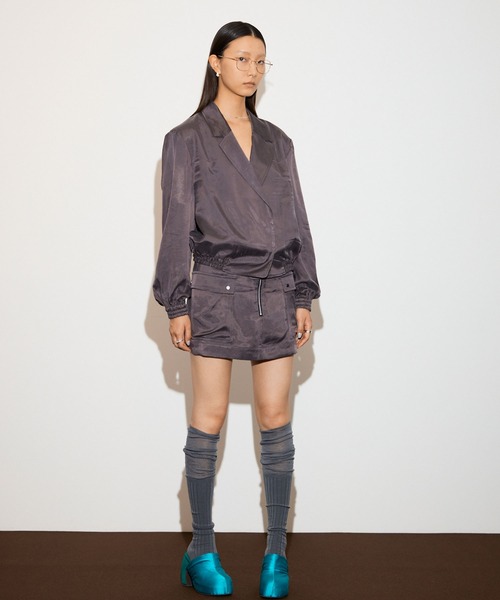 THINGS THAT MATTER（シングス ザット マター）の「FIBRIL SATIN PANTS WITH SKIRT / フィブリルサテンパンツウィズスカート（その他パンツ・レディース・パープル/グレー/チャコールグレー・1/2）」の7枚目の写真