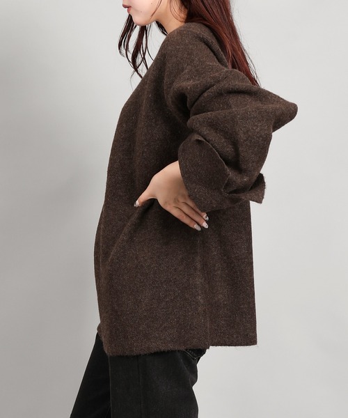 aimoha（アイモハ）の「ローゲージヤクタッチワイドスリーブニット (AW)（ニット/セーター・レディース・ブラック/チャコールグレー/ブラウン/ベージュ・FREE）」の10枚目の写真