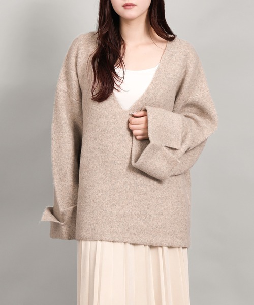 aimoha（アイモハ）の「ローゲージヤクタッチワイドスリーブニット (AW)（ニット/セーター・レディース・ブラック/チャコールグレー/ブラウン/ベージュ・FREE）」の15枚目の写真