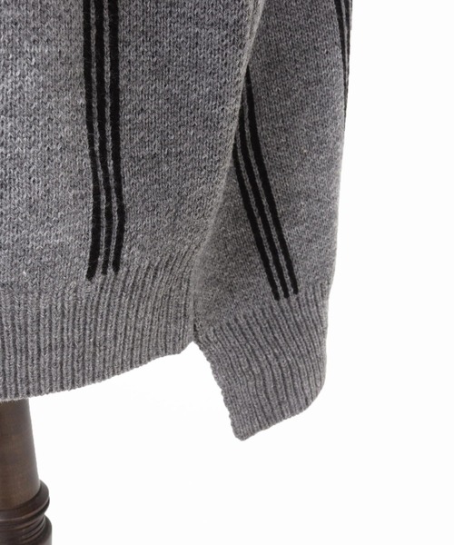 CAMBIO(カンビオ)の「mcg3719-Stripe Jacquard Buttonless Knit Cardigan ニットカーディガン(A56625cmb)(カーディガン/ボレロ・メンズ・ミックスグレー/キナリ/ネイビー/ブラック系その他・S/M/L)」の5枚目の写真