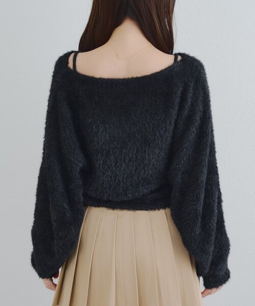 continuer de NICE CLAUP(コンティニューデナイスクラップ)の「リボン+キャミセットニット(ニット/セーター・レディース・オフホワイト/ブルー/ブラウン/ピンク/ブラック・FREE)」の10枚目の写真