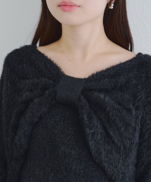 continuer de NICE CLAUP(コンティニューデナイスクラップ)の「リボン+キャミセットニット(ニット/セーター・レディース・オフホワイト/ブルー/ブラウン/ピンク/ブラック・FREE)」の11枚目の写真