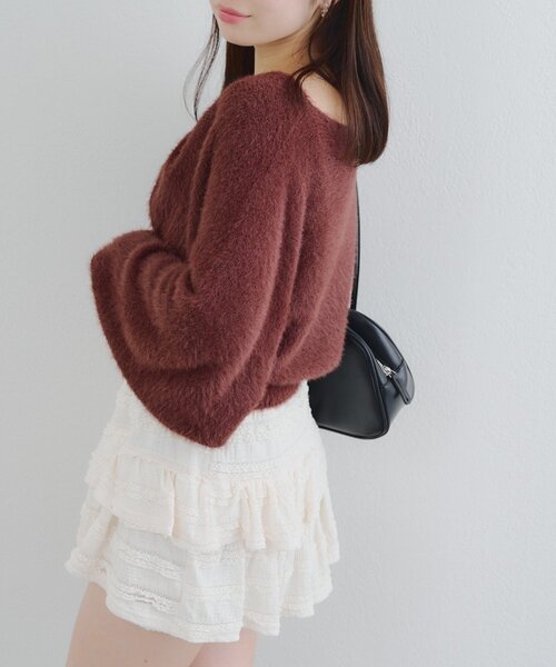 continuer de NICE CLAUP(コンティニューデナイスクラップ)の「リボン+キャミセットニット(ニット/セーター・レディース・オフホワイト/ブルー/ブラウン/ピンク/ブラック・FREE)」の20枚目の写真