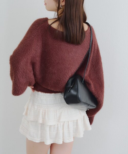 continuer de NICE CLAUP(コンティニューデナイスクラップ)の「リボン+キャミセットニット(ニット/セーター・レディース・オフホワイト/ブルー/ブラウン/ピンク/ブラック・FREE)」の22枚目の写真