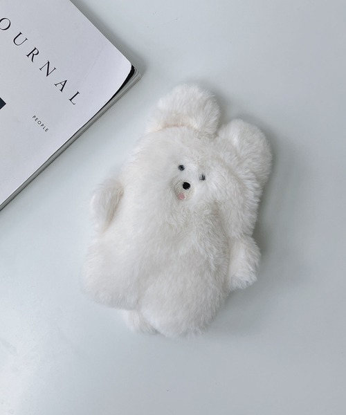 AS KNOW AS plus（アズノゥアズプラス）の「♪スフレアニマルキーリング付きミニポーチ（キーケース/キーアクセサリー・レディース・ホワイト系/ブラウン系/グレー系/ホワイト系その他/グリーン系・FREE）」の2枚目の写真