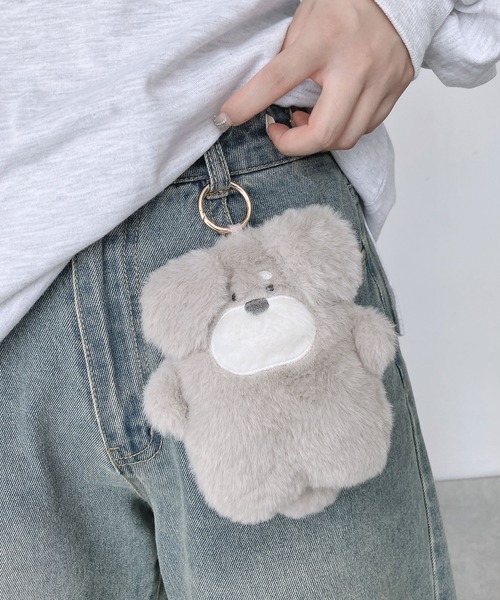 AS KNOW AS plus（アズノゥアズプラス）の「♪スフレアニマルキーリング付きミニポーチ（キーケース/キーアクセサリー・レディース・ホワイト系/ブラウン系/グレー系/ホワイト系その他/グリーン系・FREE）」の3枚目の写真