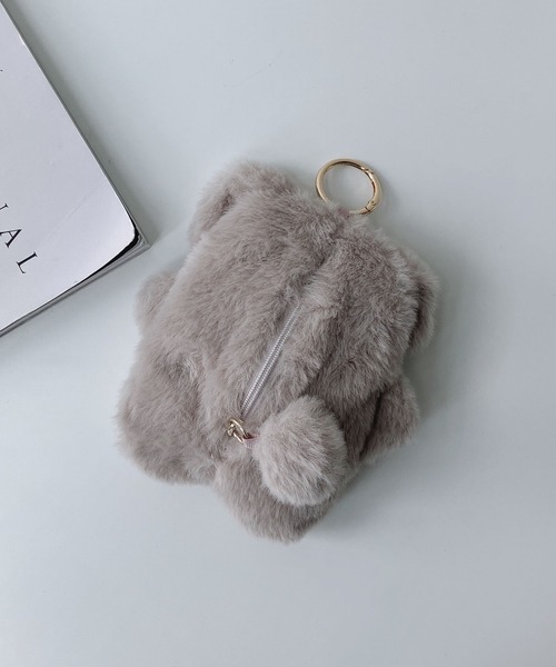 AS KNOW AS plus（アズノゥアズプラス）の「♪スフレアニマルキーリング付きミニポーチ（キーケース/キーアクセサリー・レディース・ホワイト系/ブラウン系/グレー系/ホワイト系その他/グリーン系・FREE）」の7枚目の写真