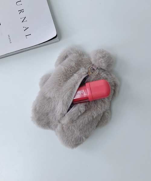 AS KNOW AS plus（アズノゥアズプラス）の「♪スフレアニマルキーリング付きミニポーチ（キーケース/キーアクセサリー・レディース・ホワイト系/ブラウン系/グレー系/ホワイト系その他/グリーン系・FREE）」の8枚目の写真