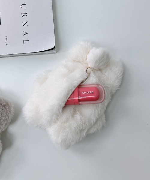 AS KNOW AS plus（アズノゥアズプラス）の「♪スフレアニマルキーリング付きミニポーチ（キーケース/キーアクセサリー・レディース・ホワイト系/ブラウン系/グレー系/ホワイト系その他/グリーン系・FREE）」の9枚目の写真