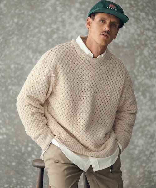 THEOREM(セオレム)の「mn3192- Basket-weave CN Sweater バスケットセーター(TRM25-T045A)(ニット/セーター・メンズ・グレー/アイボリー/ネイビー・M/L/XL)」の7枚目の写真