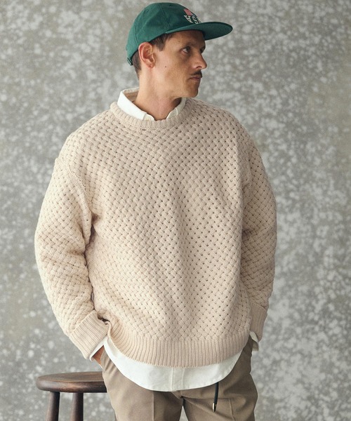 THEOREM(セオレム)の「mn3192- Basket-weave CN Sweater バスケットセーター(TRM25-T045A)(ニット/セーター・メンズ・グレー/アイボリー/ネイビー・M/L/XL)」の8枚目の写真