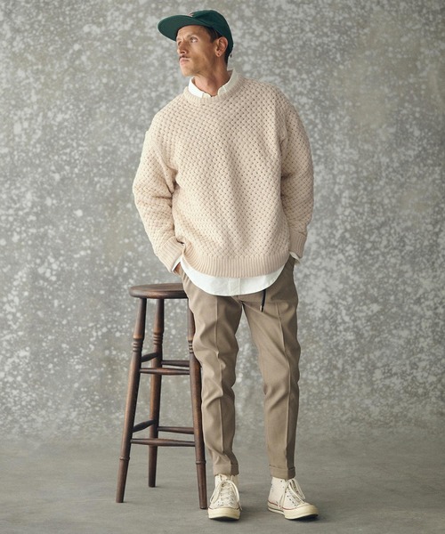 THEOREM(セオレム)の「mn3192- Basket-weave CN Sweater バスケットセーター(TRM25-T045A)(ニット/セーター・メンズ・グレー/アイボリー/ネイビー・M/L/XL)」の11枚目の写真