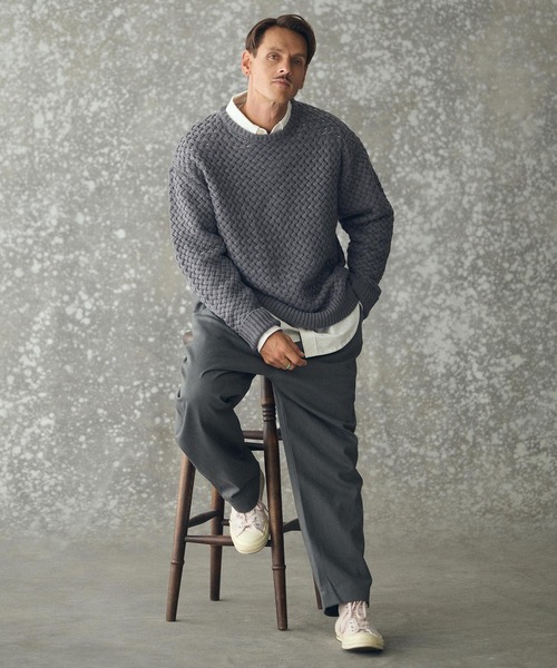 THEOREM(セオレム)の「mn3192- Basket-weave CN Sweater バスケットセーター(TRM25-T045A)(ニット/セーター・メンズ・グレー/アイボリー/ネイビー・M/L/XL)」の16枚目の写真