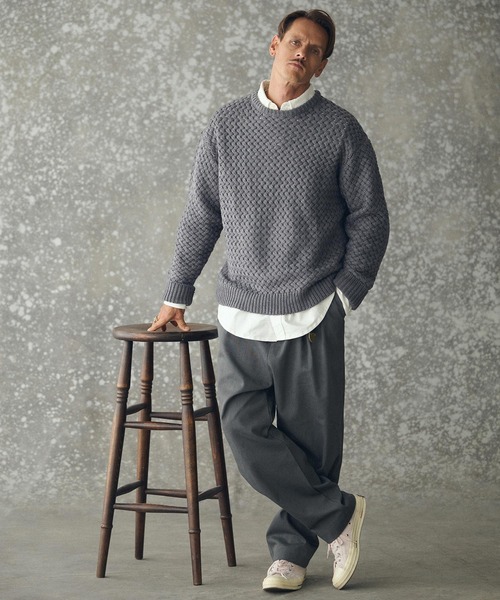 THEOREM(セオレム)の「mn3192- Basket-weave CN Sweater バスケットセーター(TRM25-T045A)(ニット/セーター・メンズ・グレー/アイボリー/ネイビー・M/L/XL)」の17枚目の写真