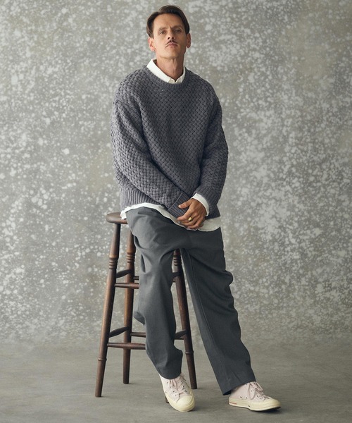 THEOREM(セオレム)の「mn3192- Basket-weave CN Sweater バスケットセーター(TRM25-T045A)(ニット/セーター・メンズ・グレー/アイボリー/ネイビー・M/L/XL)」の18枚目の写真