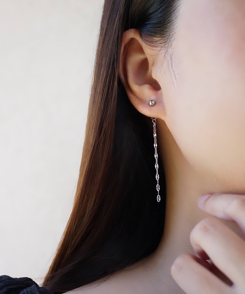 CERCA(チェルカ)の「saran jewelry/2way ミディアム デザイン チェーン ピアス/アレルギー対応(ピアス(両耳用)・レディース・シルバー/ゴールド・FREE)」の1枚目の写真