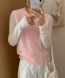 tricot COMME des GARCONS ピンク　ケーブルニットベスト COMME des GARCONS GIRL - COMME des GARCONS GIRL