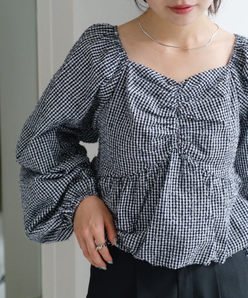 Kastane（カスタネ）の「ダメージループバルーンブラウス（シャツ/ブラウス・レディース・アイボリー/ブラック/ブラック系その他・FREE）」の3枚目の写真