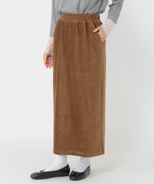 studio CLIP（スタディオクリップ）の「ストレッチコールIラインスカート[トールサイズあり]（スカート・レディース・ブラウン/チャコール・FREE/TF）」の2枚目の写真